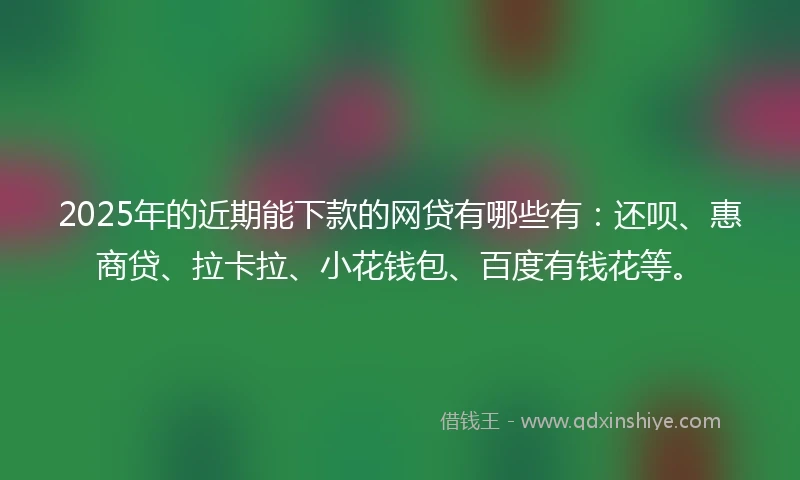 2025年的近期能下款的网贷有哪些有：还呗、惠商贷、拉卡拉、小花钱包、百度有钱花等。