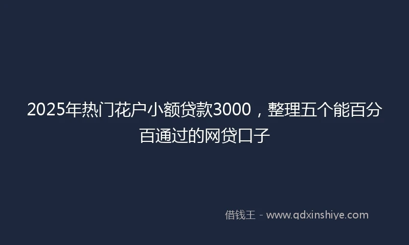 2025年热门花户小额贷款3000，整理五个能百分百通过的网贷口子