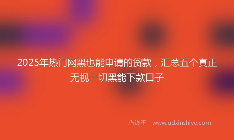 2025年热门网黑也能申请的贷款，汇总五个真正无视一切黑能下款口子