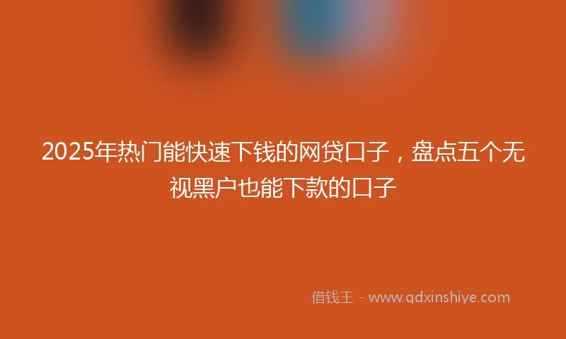 2025年热门能快速下钱的网贷口子，盘点五个无视黑户也能下款的口子