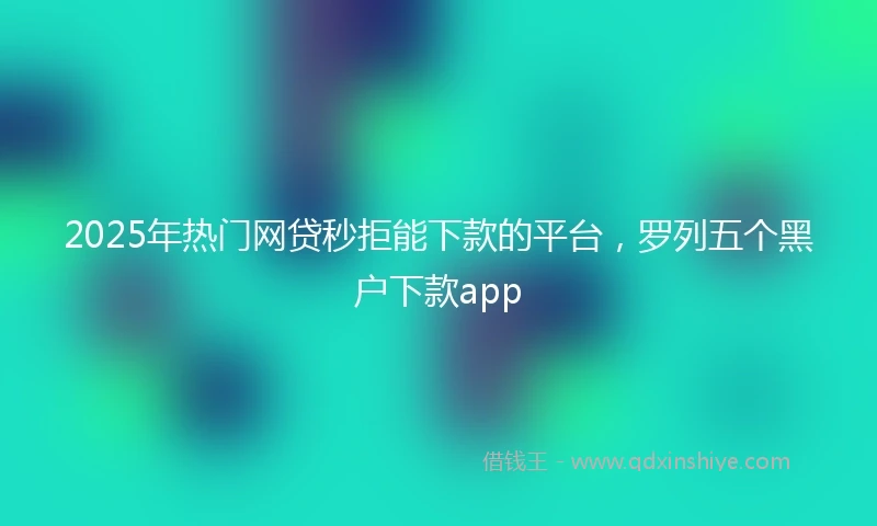 2025年热门网贷秒拒能下款的平台，罗列五个黑户下款app