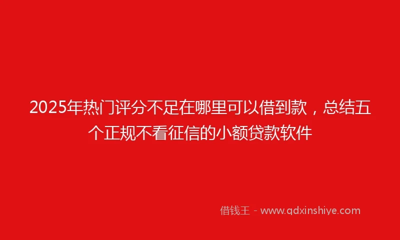 2025年热门评分不足在哪里可以借到款，总结五个正规不看征信的小额贷款软件