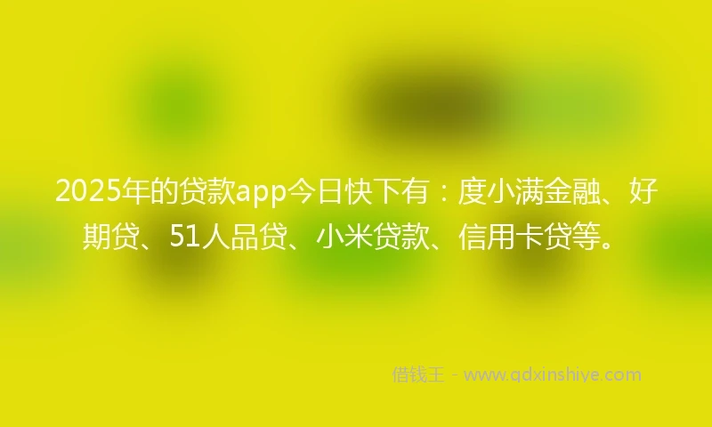 2025年的贷款app今日快下有：度小满金融、好期贷、51人品贷、小米贷款、信用卡贷等。