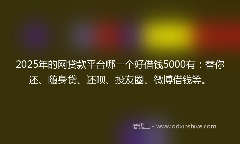 2025年的网贷款平台哪一个好借钱5000有：替你还、随身贷、还呗、投友圈、微博借钱等。