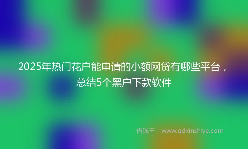 2025年热门花户能申请的小额网贷有哪些平台，总结5个黑户下款软件