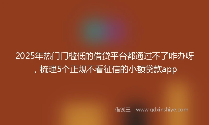 2025年热门门槛低的借贷平台都通过不了咋办呀，梳理5个正规不看征信的小额贷款app