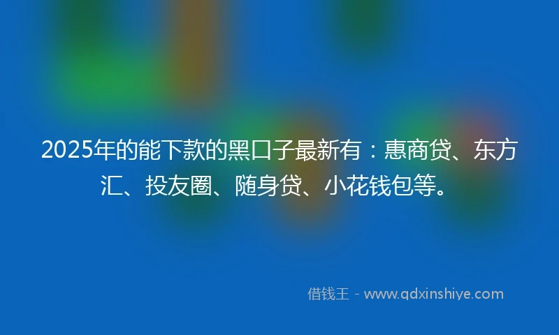 2025年的能下款的黑口子最新有：惠商贷、东方汇、投友圈、随身贷、小花钱包等。
