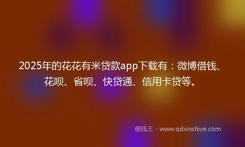 2025年的花花有米贷款app下载有：微博借钱、花呗、省呗、快贷通、信用卡贷等。