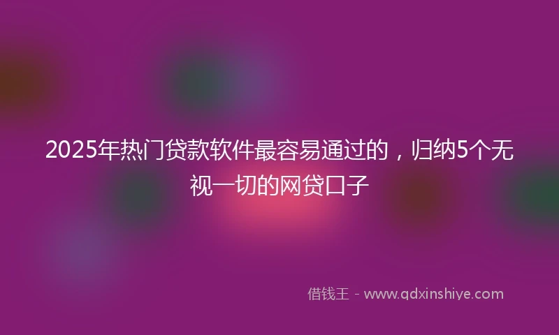 2025年热门贷款软件最容易通过的，归纳5个无视一切的网贷口子