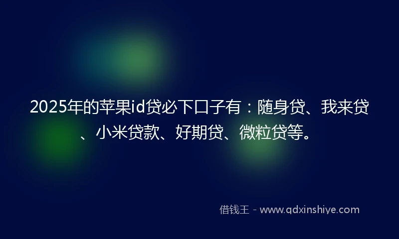 2025年的苹果id贷必下口子有：随身贷、我来贷、小米贷款、好期贷、微粒贷等。