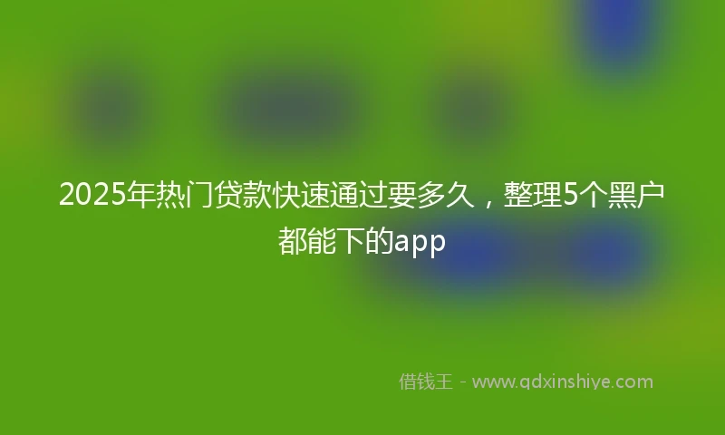 2025年热门贷款快速通过要多久，整理5个黑户都能下的app