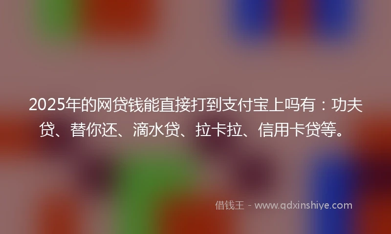 2025年的网贷钱能直接打到支付宝上吗有：功夫贷、替你还、滴水贷、拉卡拉、信用卡贷等。