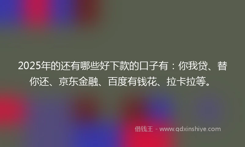 2025年的还有哪些好下款的口子有：你我贷、替你还、京东金融、百度有钱花、拉卡拉等。