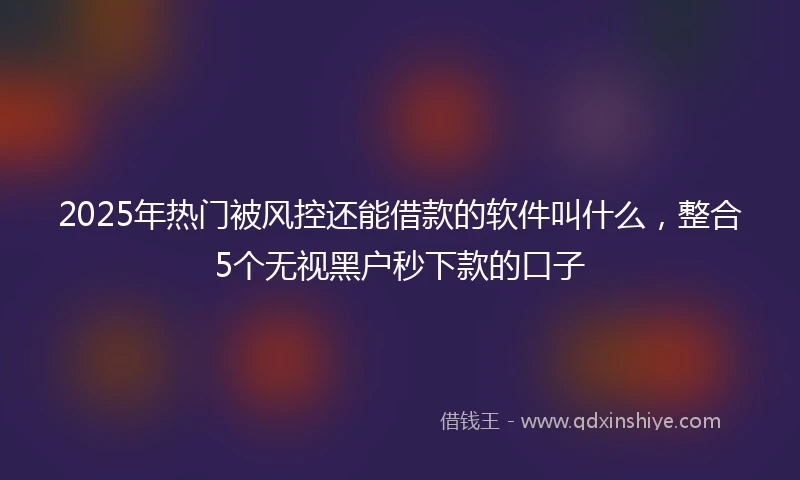 2025年热门被风控还能借款的软件叫什么，整合5个无视黑户秒下款的口子