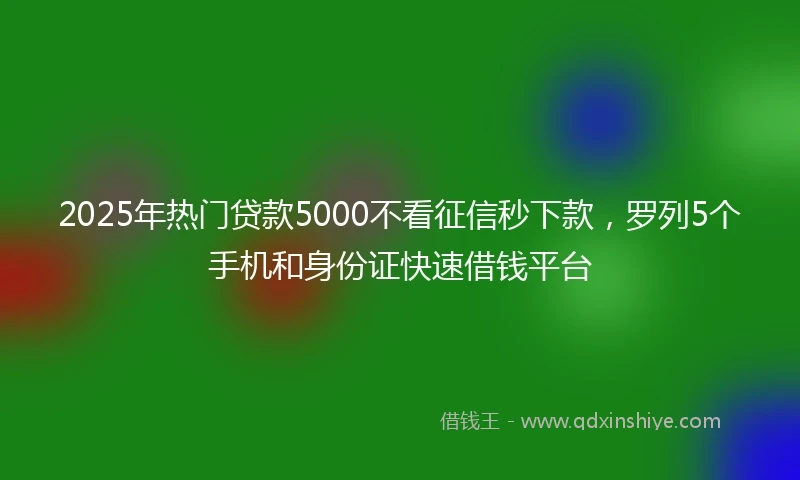 2025年热门贷款5000不看征信秒下款，罗列5个手机和身份证快速借钱平台