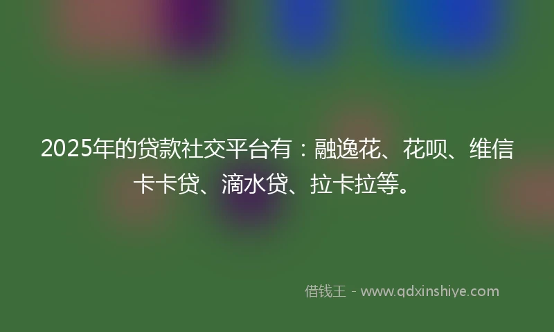 2025年的贷款社交平台有：融逸花、花呗、维信卡卡贷、滴水贷、拉卡拉等。