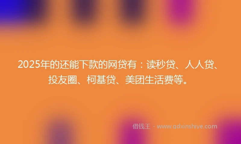 2025年的还能下款的网贷有：读秒贷、人人贷、投友圈、柯基贷、美团生活费等。