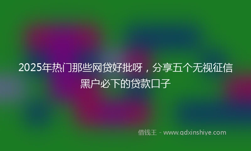 2025年热门那些网贷好批呀，分享五个无视征信黑户必下的贷款口子