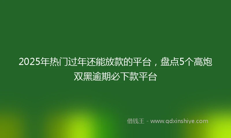 2025年热门过年还能放款的平台，盘点5个高炮双黑逾期必下款平台