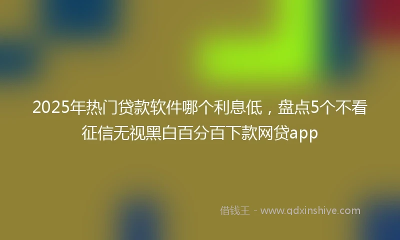 2025年热门贷款软件哪个利息低，盘点5个不看征信无视黑白百分百下款网贷app