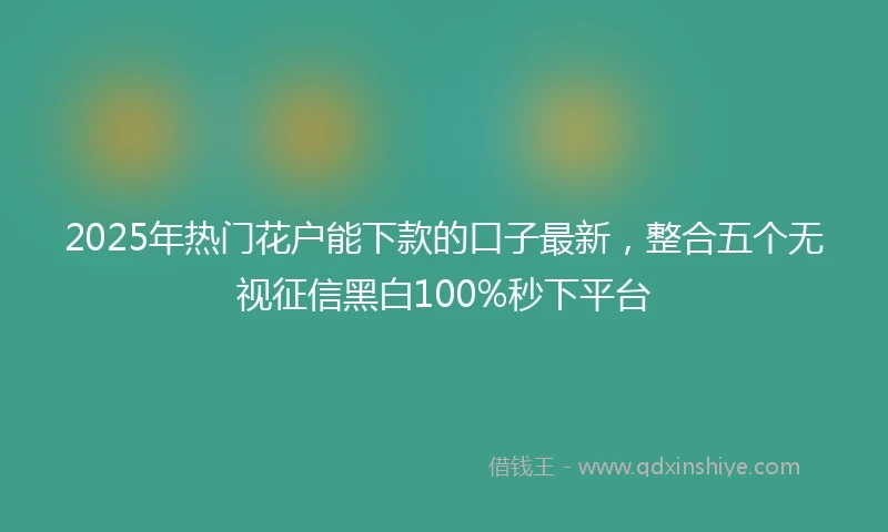 2025年热门花户能下款的口子最新，整合五个无视征信黑白100%秒下平台