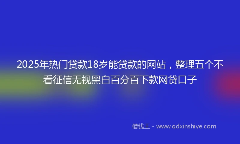 2025年热门贷款18岁能贷款的网站，整理五个不看征信无视黑白百分百下款网贷口子