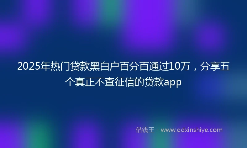 2025年热门贷款黑白户百分百通过10万，分享五个真正不查征信的贷款app