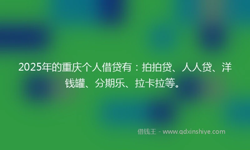 2025年的重庆个人借贷有：拍拍贷、人人贷、洋钱罐、分期乐、拉卡拉等。