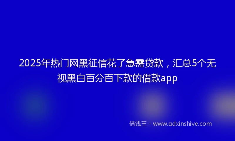 2025年热门网黑征信花了急需贷款，汇总5个无视黑白百分百下款的借款app