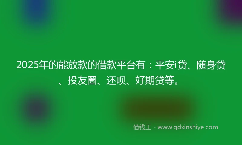 2025年的能放款的借款平台有：平安i贷、随身贷、投友圈、还呗、好期贷等。