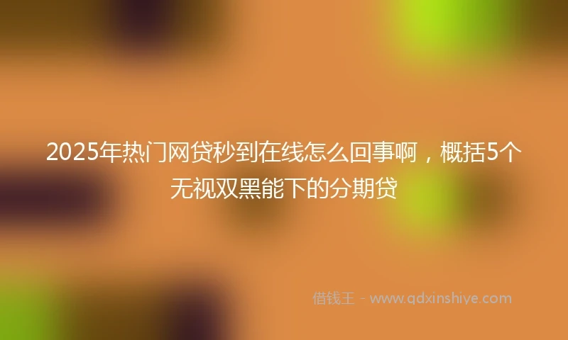 2025年热门网贷秒到在线怎么回事啊，概括5个无视双黑能下的分期贷