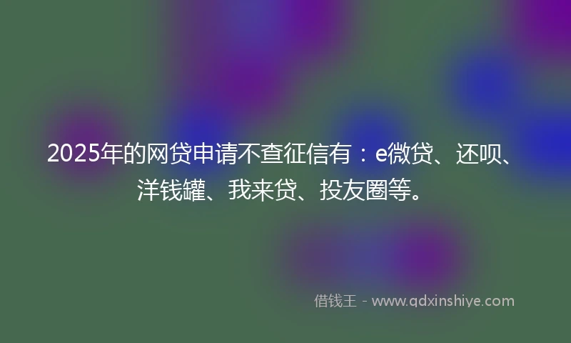 2025年的网贷申请不查征信有：e微贷、还呗、洋钱罐、我来贷、投友圈等。