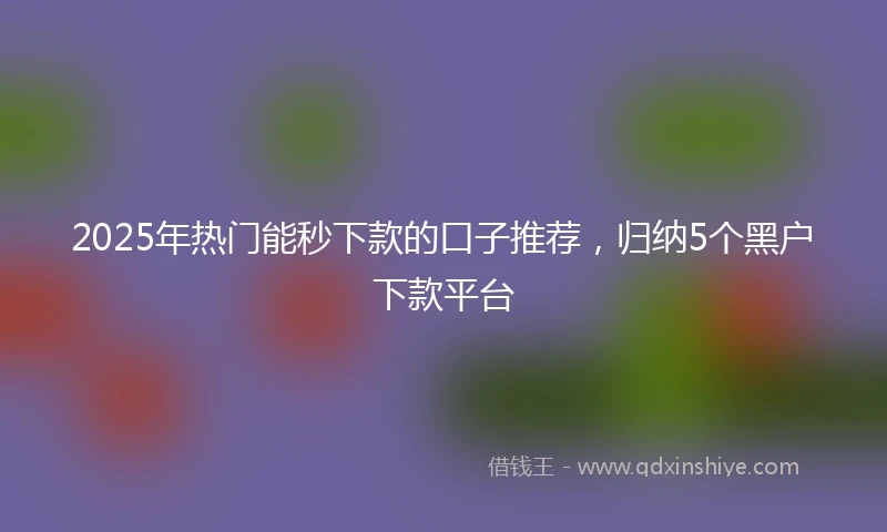2025年热门能秒下款的口子推荐，归纳5个黑户下款平台