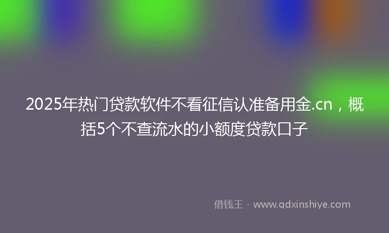 2025年热门贷款软件不看征信认准备用金.cn，概括5个不查流水的小额度贷款口子