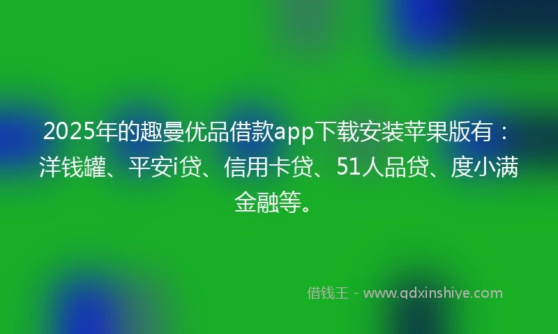 2025年的趣曼优品借款app下载安装苹果版有：洋钱罐、平安i贷、信用卡贷、51人品贷、度小满金融等。