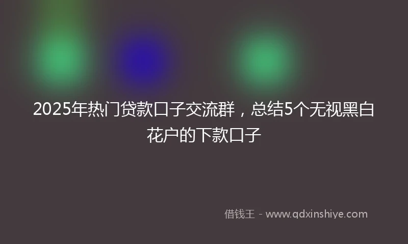 2025年热门贷款口子交流群，总结5个无视黑白花户的下款口子