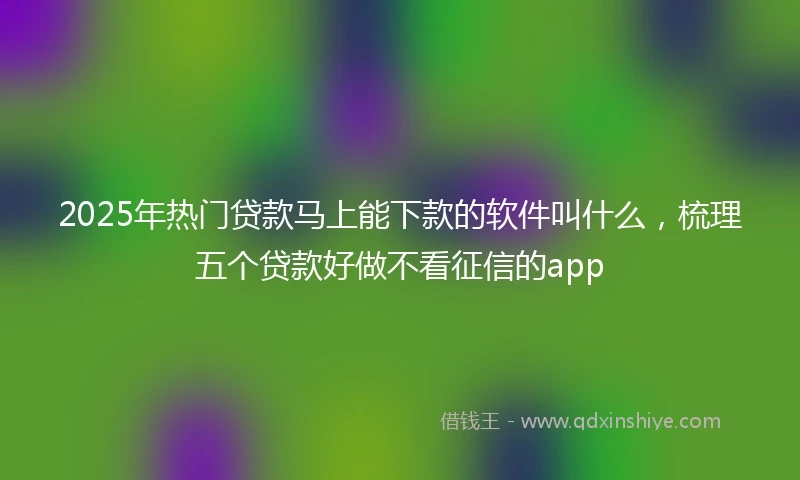 2025年热门贷款马上能下款的软件叫什么，梳理五个贷款好做不看征信的app