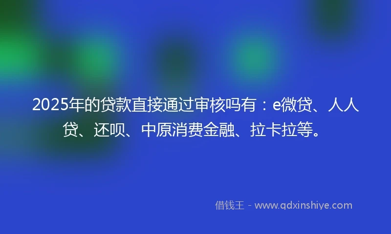 2025年的贷款直接通过审核吗有：e微贷、人人贷、还呗、中原消费金融、拉卡拉等。