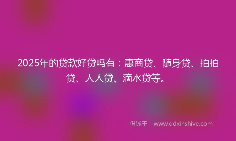 2025年的贷款好贷吗有：惠商贷、随身贷、拍拍贷、人人贷、滴水贷等。