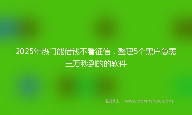 2025年热门能借钱不看征信，整理5个黑户急需三万秒到的的软件