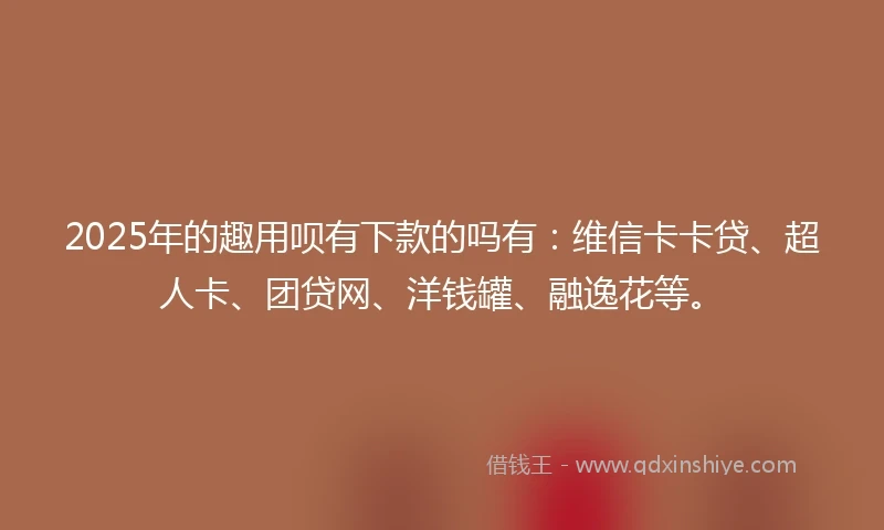 2025年的趣用呗有下款的吗有：维信卡卡贷、超人卡、团贷网、洋钱罐、融逸花等。