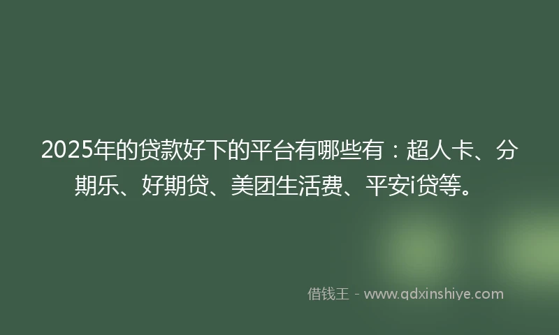 2025年的贷款好下的平台有哪些有：超人卡、分期乐、好期贷、美团生活费、平安i贷等。