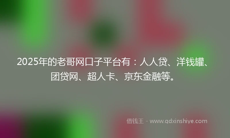 2025年的老哥网口子平台有：人人贷、洋钱罐、团贷网、超人卡、京东金融等。