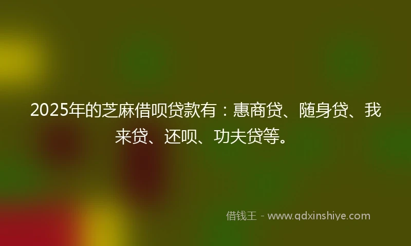 2025年的芝麻借呗贷款有：惠商贷、随身贷、我来贷、还呗、功夫贷等。