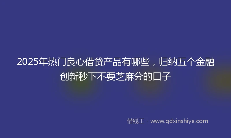 2025年热门良心借贷产品有哪些，归纳五个金融创新秒下不要芝麻分的口子