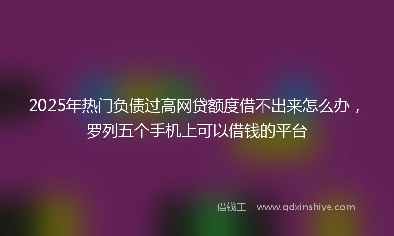 2025年热门负债过高网贷额度借不出来怎么办，罗列五个手机上可以借钱的平台