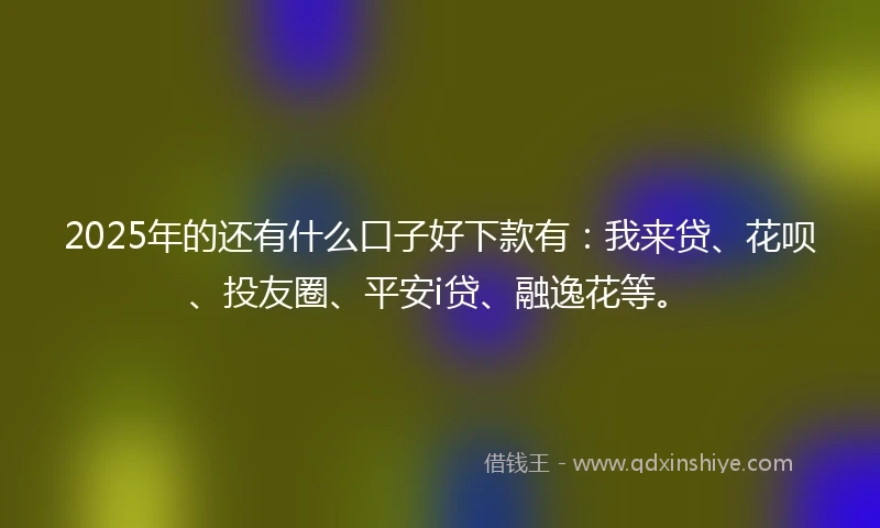 2025年的还有什么口子好下款有：我来贷、花呗、投友圈、平安i贷、融逸花等。