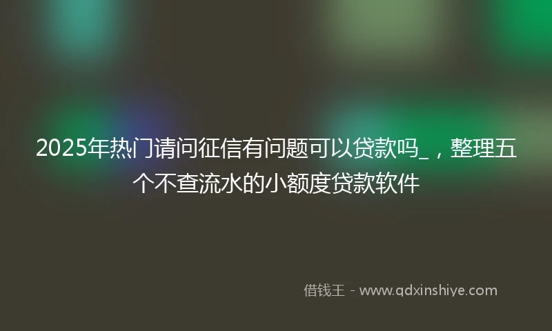 2025年热门请问征信有问题可以贷款吗_，整理五个不查流水的小额度贷款软件
