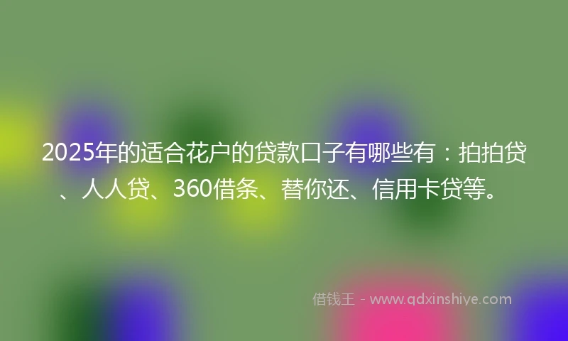 2025年的适合花户的贷款口子有哪些有：拍拍贷、人人贷、360借条、替你还、信用卡贷等。