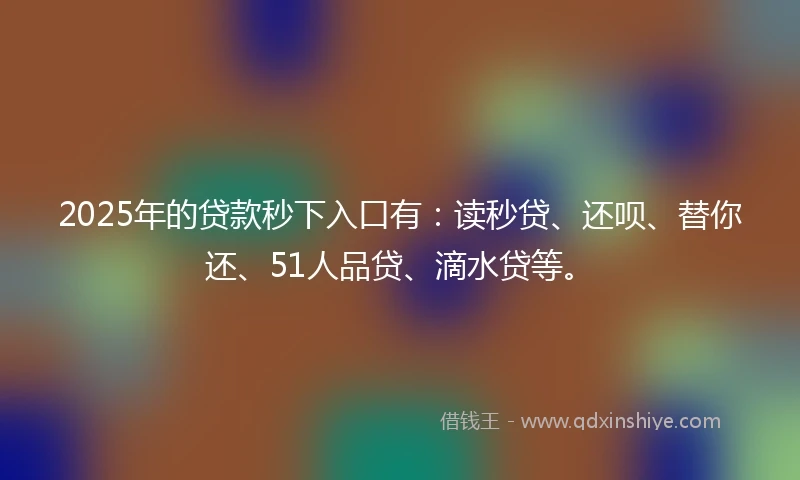 2025年的贷款秒下入口有：读秒贷、还呗、替你还、51人品贷、滴水贷等。